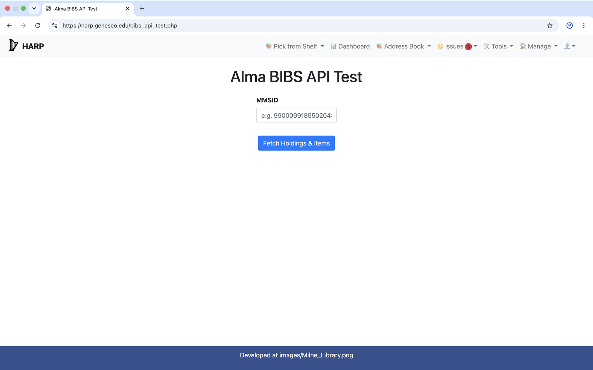 HARP Alma BIBs API Test