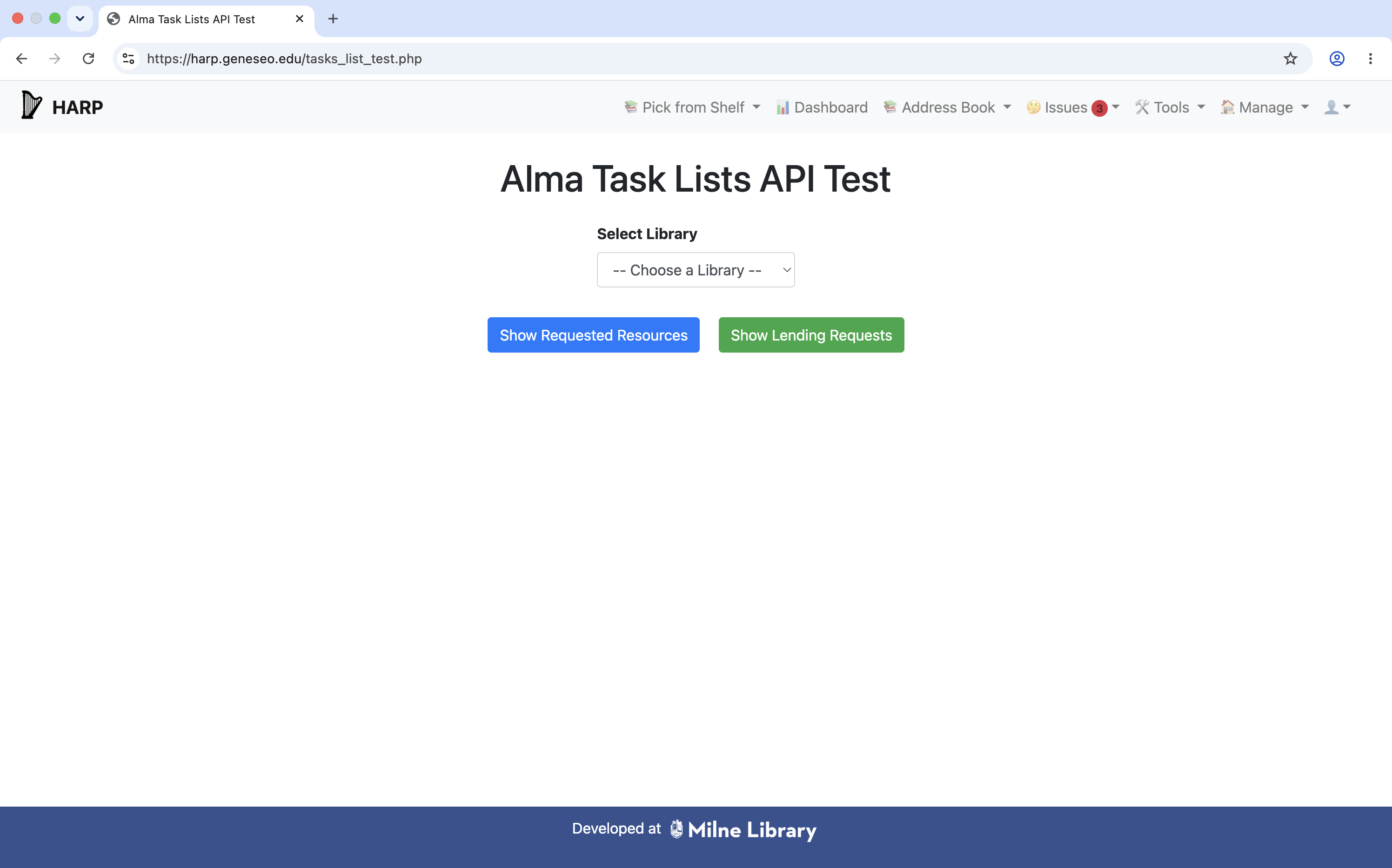 HARP Alma Task Lists API Test